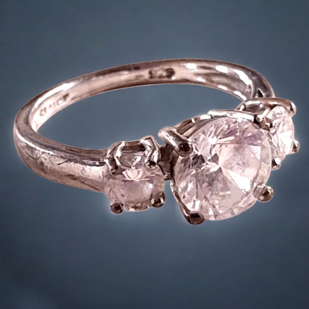 Vintage Signed STAUER Sterling Silver 925 3 Stone Ring Size 73.4 grams Size 7 - Picture 2 of 10